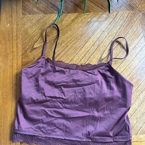 Aerie Maroon Cami with Lace Detail